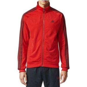 Adidas Men’s Red Essential 3-Stripe Tricot Full Zip & Pockets Track Jacket Sz L